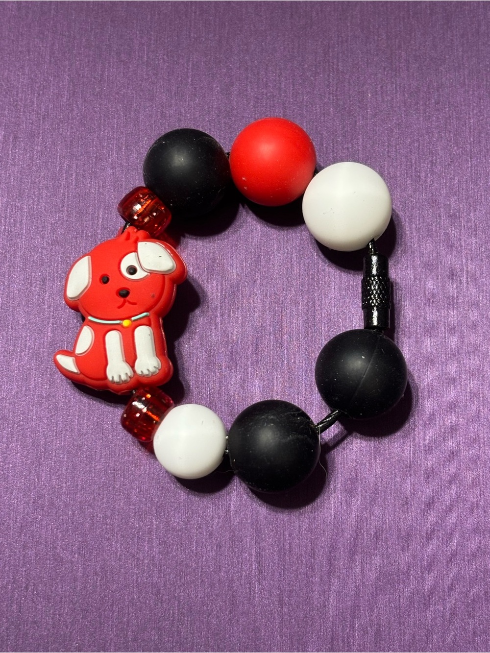 Red Dog Bead Cup Charm - Black & White Accents for Stanley Cups